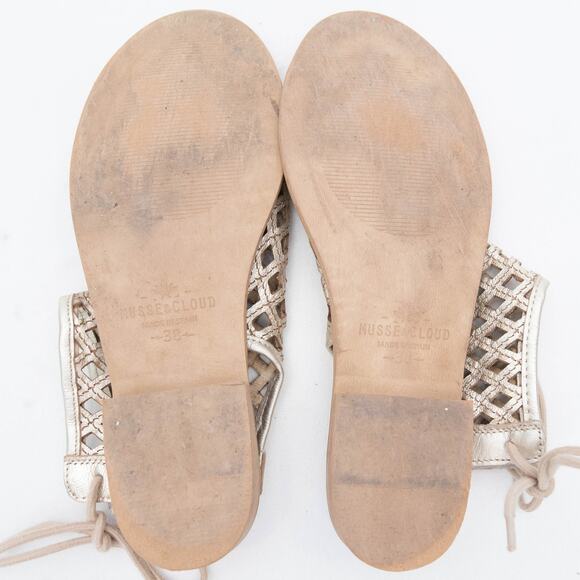 Musse & Cloud Gold Aimy Laser Cut Sandals Size 38 US 7-7.5 - Picture 7 of 10